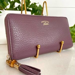 Gucci Leather Bamboo Zip Wallet